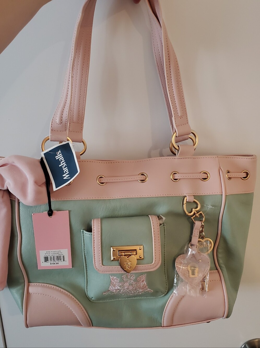 Juicy Couture Pink and Mint Green Tote Bag
